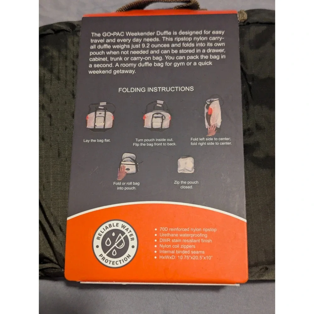 GO PAC Weekender Duffle Large NightForest Waterproof Stain-Resistant Lightweight